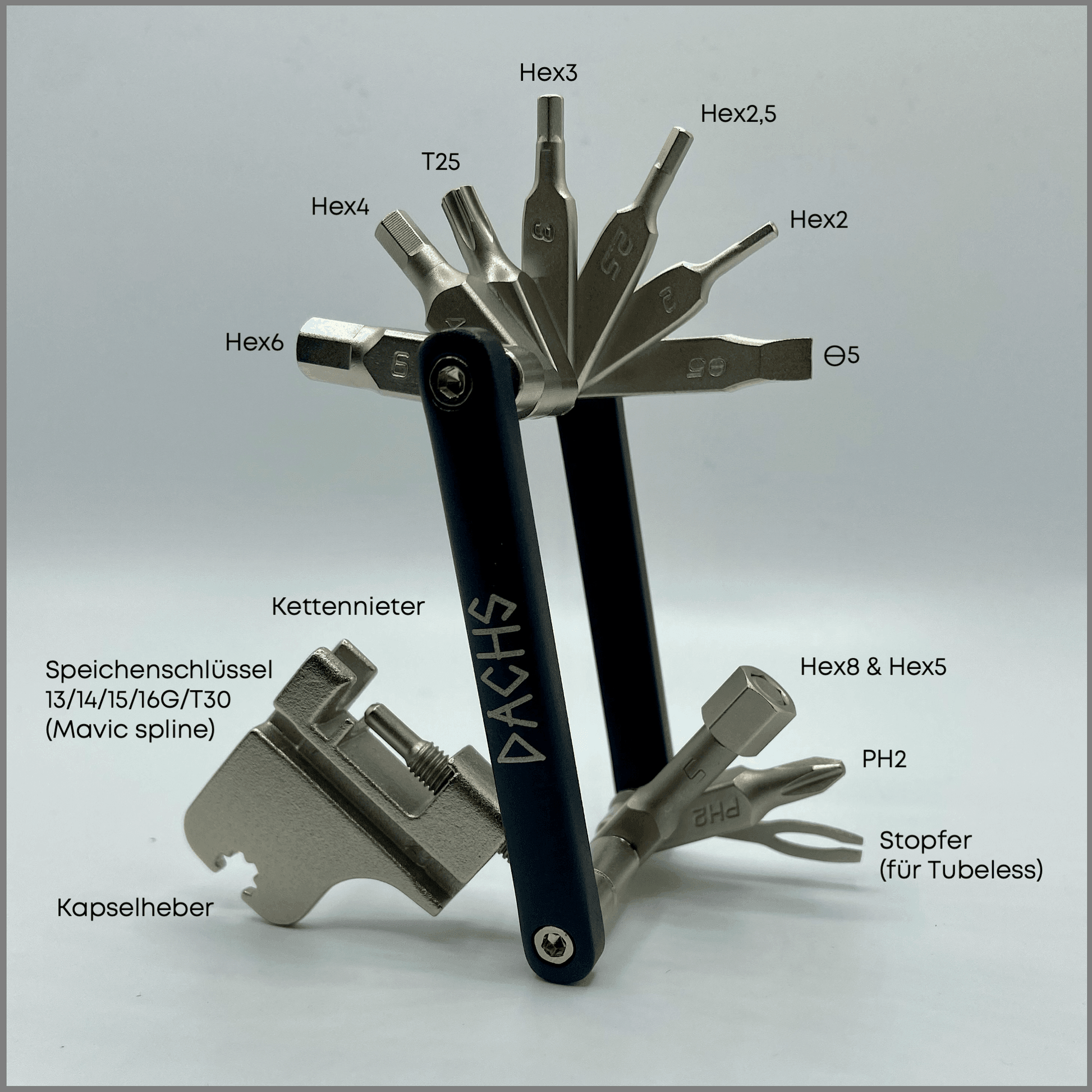 DACHS Mini Multitool with 18 Functions - 18-in-1 compact Multi-Tool - Dachs Sport