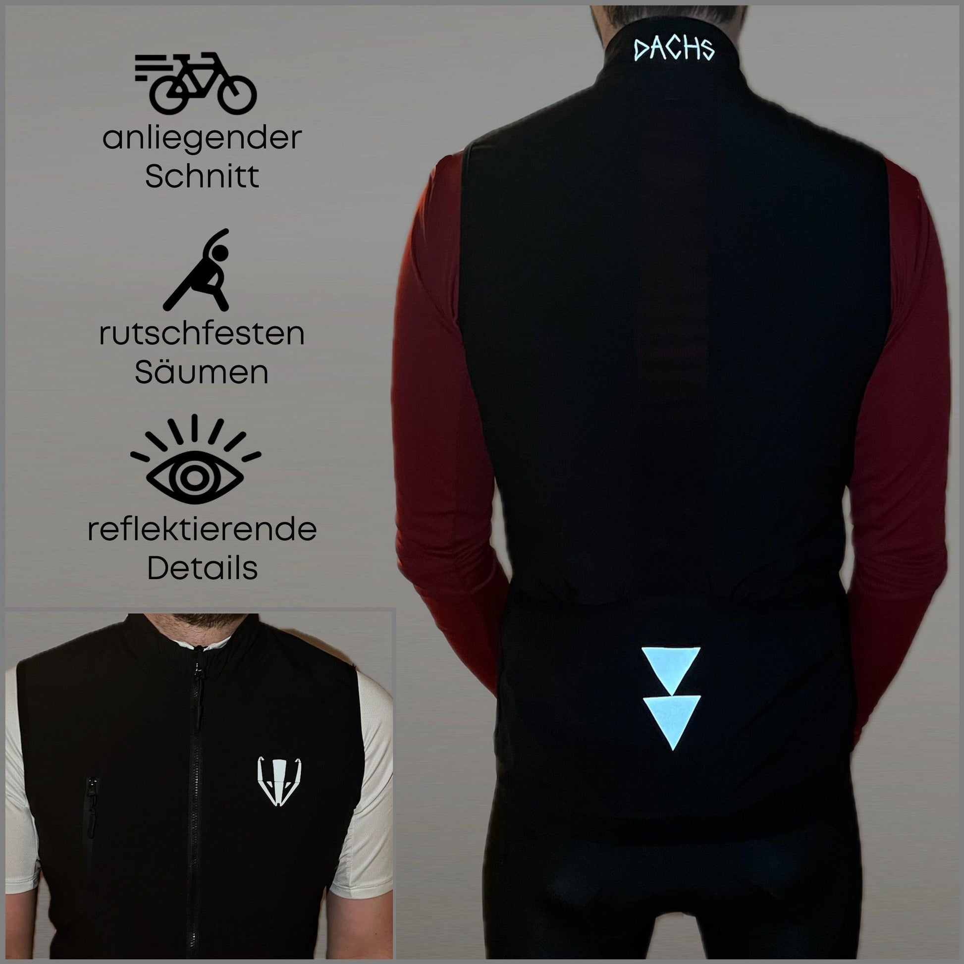 DACHS Cycling Gilet (Mens)- Slim-Fit Cycling Vest - Dachs Sport